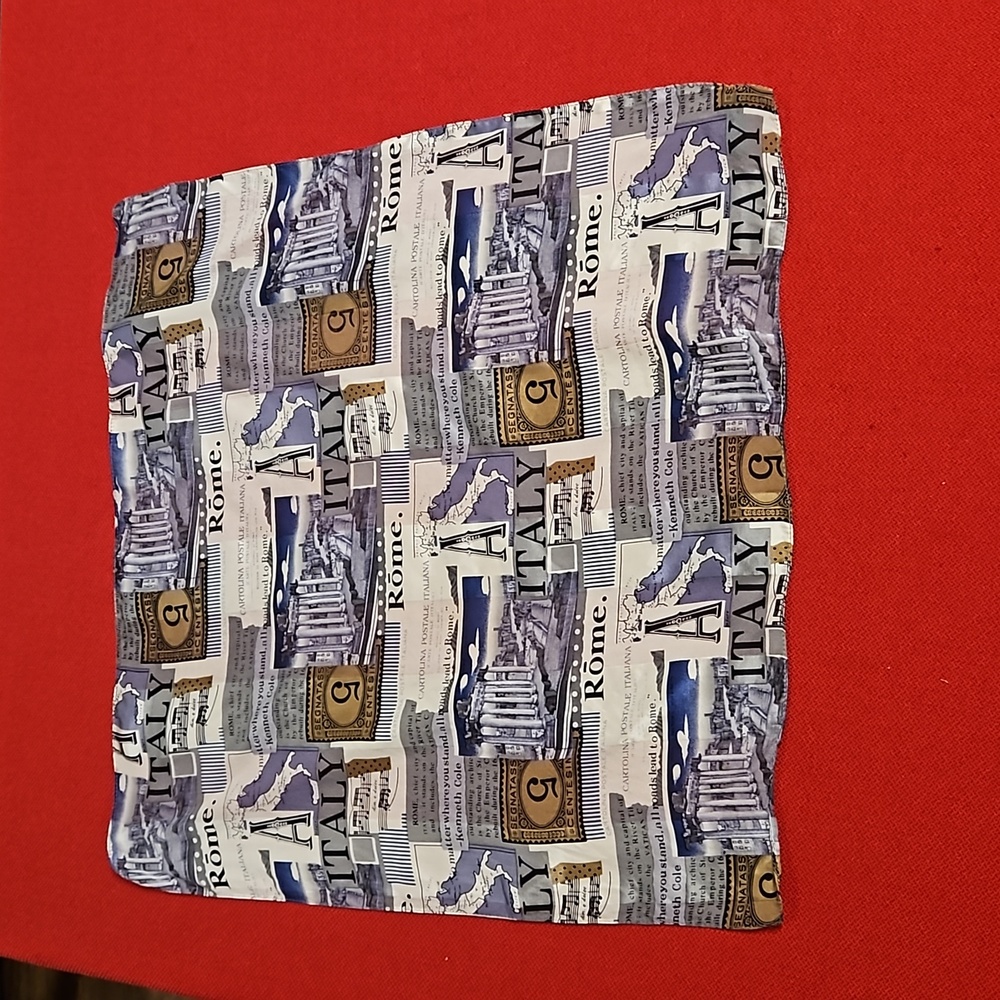 KENNETH COLE NEW YORK Rome Italy scenic silk mixed media scarf Travel Italia